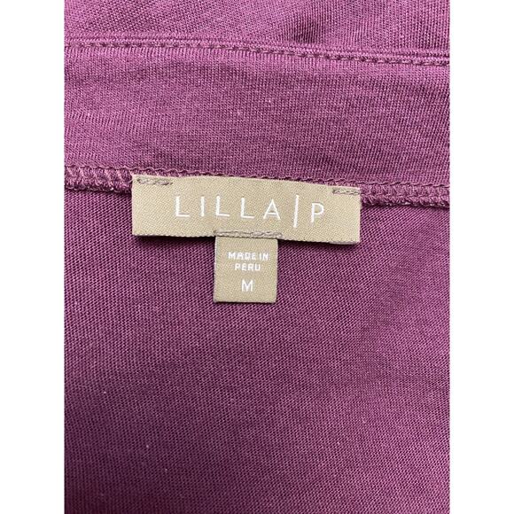 Lilla P Round Neck Peplum Blouse Womens Size Medium Purple Casual - Picture 2 of 7